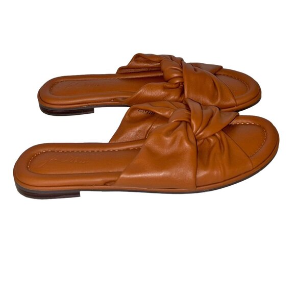 J. Crew Menorca Brown Leather Padded Twist-Knot Slide Sandals - Size 10 - Picture 5 of 6